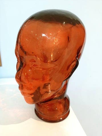 Figuur - Glas, Hoofd, borstbeeld, oranje