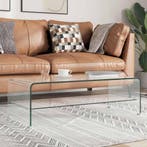 vidaXL Salontafel 98x45x31 cm gehard glas transparant, Huis en Inrichting, Tafels | Salontafels, Minder dan 50 cm, 50 tot 100 cm