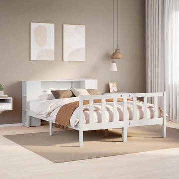 vidaXL Bed met boekenkast zonder matras grenenhout wit, Verzenden, Wit, 190 cm of minder, Overige maten