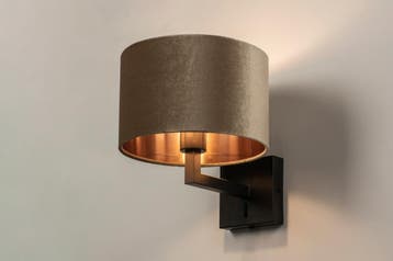 Rietveld Wandlampen - Zwart, Taupe - Stof, Metaal, Verzenden, Nieuw