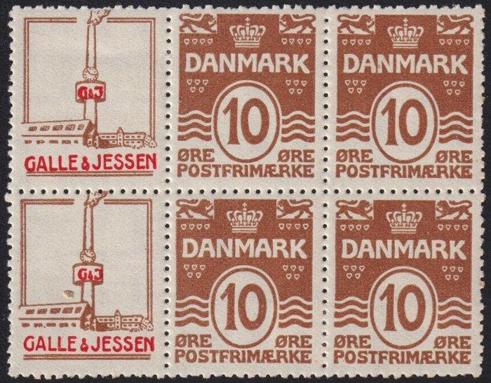 Denemarken 1934 - Cijfer in ovaal aangepast 10 uur bruin in, Postzegels en Munten, Postzegels | Europa | Scandinavië
