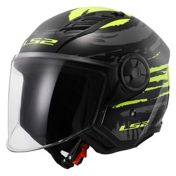 LS2 OF616 Airflow II Brush Zwart Neon Geel Jethelm, Jethelm, XXL, Nieuw met kaartje, Overige merken