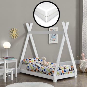 Juniorbed Tipi eenpersoonsbed incl. matras 70x140 - wit, Kinderen en Baby's, Kinderkamer | Bedden, Verzenden, Nieuw