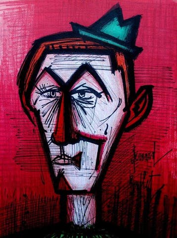Bernard Buffet (1928-1999) - Le clown au chapeau, Antiek en Kunst