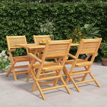 vidaXL 5-delige Tuinset massief teakhout, 4 zitplaatsen, Verzenden, Nieuw, Tuinset