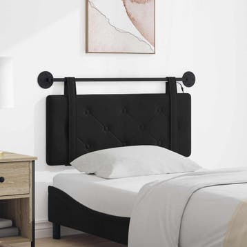 vidaXL Hangend hoofdbord Met LED-verlichting Zwart Fluweel, Verzenden, Nieuw, Zwart, Stof