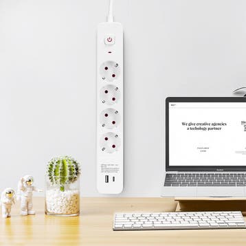 Stekkerdoos met USB - Verlengsnoer met USB - Aigi - 4, Ophalen of Verzenden, Nieuw