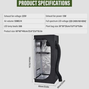 Complete Kweek Tentsysteem: Grow Tent met Ventilator, Koolst, Tuin en Terras, Kweekspullen, Verzenden, Nieuw