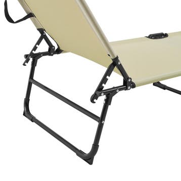 Ligbed ligstoel met zonneluifel 187x53x27 cm crème, Verzenden, Nieuw