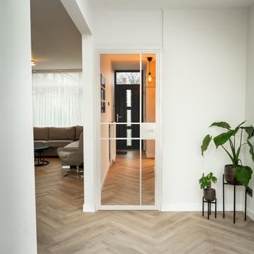 Stalen Binnendeur - 6 Vlaks - Wit - Helder glas - Met slot, Doe-het-zelf en Verbouw, Minder dan 80 cm, Binnendeur, Nieuw, Metaal