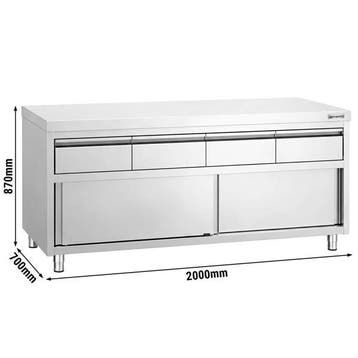 GGM Gastro | RVS Werkkast PREMIUM - 2000 x 700 mm - met 4 |, Zakelijke goederen, Verzenden, Nieuw in verpakking, Meubilair