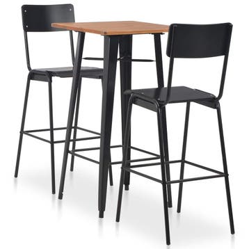vidaXL 3-delige Barset staal zwart, Verzenden, Nieuw