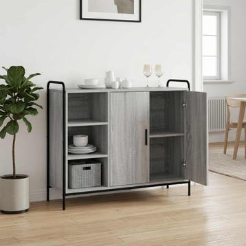 vidaXL Dressoir Grijs Sonoma 97 x 33 x 81 cm Bewerkt hout, Verzenden, Nieuw, Overige houtsoorten, Minder dan 50 cm