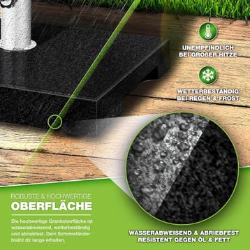 tillvex® Granieten parasolstandaard met draaggreep, 25 kg, r, Verzenden, Zo goed als nieuw