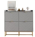 Schoenenkast - Schoenenrek - 103,5x100x24 cm - Grijs - UEV, Verzenden, Zo goed als nieuw