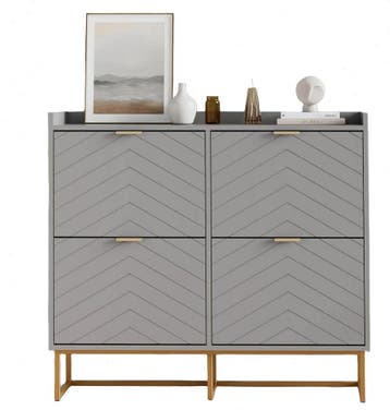 Schoenenkast - Schoenenrek - 103,5x100x24 cm - Grijs - UEV, Verzenden, Zo goed als nieuw