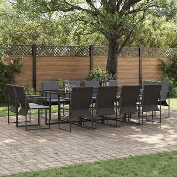 vidaXL Tuin eettafelset 13 st Zwart Staal, Verzenden, Nieuw, Rvs, 3 zitplaatsen