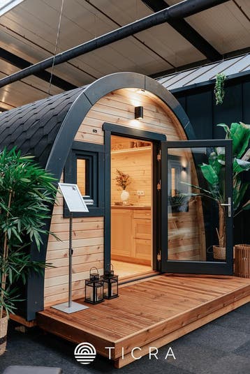 Camping pod trekkershut glamping houten gastenverblijf, Afwasmachine, In bos, Overige