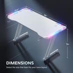 Gaming bureau - Gaming desk - Gaming tafel - 140x60 cm - Wit, Verzenden, Zo goed als nieuw