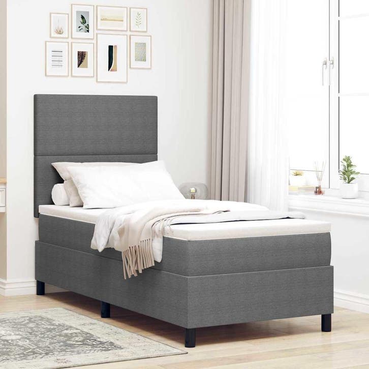 vidaXL LED Box Spring Bed Lichtgrijs en wit. 100 x 200 cm, Huis en Inrichting, Slaapkamer | Bedden, Nieuw, Verzenden