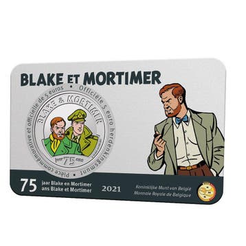 België 5 Euro Blake en Mortimer 2021 Kleur BU Coincard, Postzegels en Munten, Munten | België, Verzenden