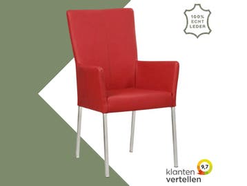 Leren eetkamerstoel Daily met armleuning - Toledo Ducati, Huis en Inrichting, Stoelen, Nieuw, Leer, Ophalen of Verzenden, Rood