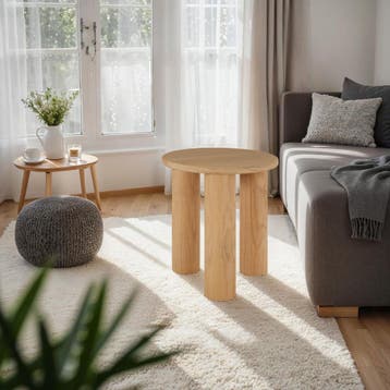 Bijzettafel Sisi, rond, poten van massief hout - licht eiken, Verzenden, Nieuw