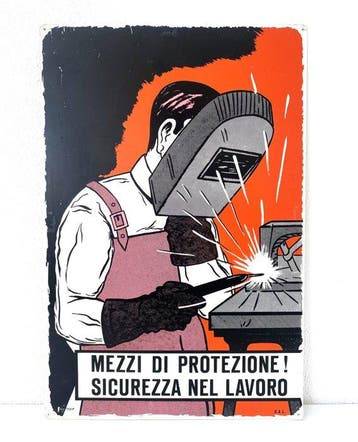 Italiaans waarschuwingsbord – Mezzi di Protezione! -