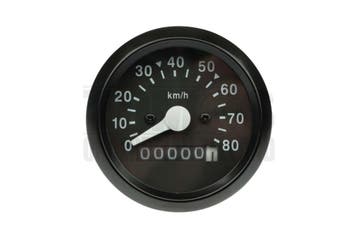Kilometerteller 60mm 80 km/h zwart met licht aansluiting..., Fietsen en Brommers, Ophalen of Verzenden, Nieuw, ELEC