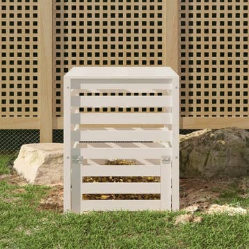 vidaXL Compostbak 63,5x63,5x77,5 cm massief grenenhout wit, Tuin en Terras, Verzenden, Nieuw