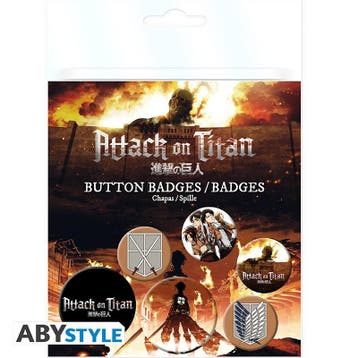 Attack on Titan Characters Badge Pack (6x), Ophalen of Verzenden, Nieuw