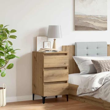 vidaXL Nachtkastje met metalen poten 40x35x69 cm artisanaal, Minder dan 45 cm, Verzenden, Nieuw, 55 tot 70 cm