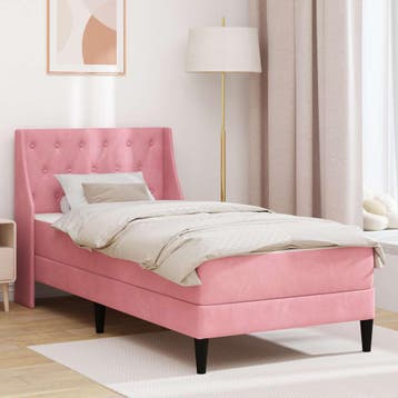 vidaXL Bedframe met matras Roze 100 x 200 cm fluweel, Verzenden, Nieuw, Eenpersoons, Stof