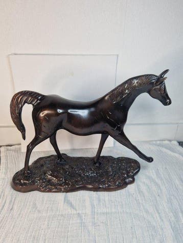 Beeld, Groot Bronzen paard - 27 cm - Brons - 1980, Antiek en Kunst