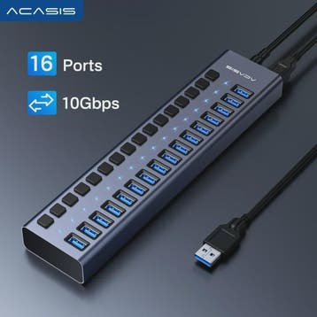 Acasis 16-Poorts USB Hub 10Gbps met Individuele Schakelaars, Verzenden, Nieuw