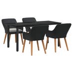 vidaXL Tuin eettafelset met kussen 5 pcs Zwart poly rattan, Verzenden, Nieuw, Rotan