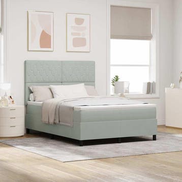 vidaXL Boxspringbed met matras Lichtgrijs 140 x 190 cm, Verzenden, Nieuw, Stof