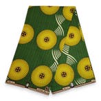 Afrikaanse wax print stof - Groen en Geel Radiant Sun Spiral, Ophalen of Verzenden, Nieuw