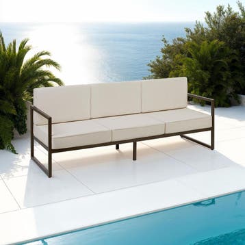 Tuin-loungebank Comosa, 3-zits, XXL kussens - bruin / beige, Tuin en Terras, Tuinsets en Loungesets, Verzenden, Nieuw