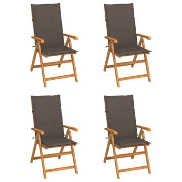 vidaXL Tuinstoelen 4 st met taupe kussens massief teakhout, Tuin en Terras, Tuinstoelen, Verzenden, Nieuw, Teakhout