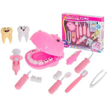 13-delige Speelgoed Tandarts Set – Nijlpaard Roze – Medische, Ophalen of Verzenden, Nieuw