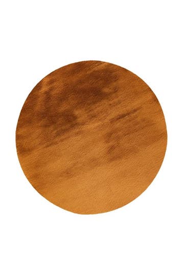 Rond Fluffy Vloerkleed | Heaven | Uni | Amber | 160x160 cm, Verzenden, Nieuw