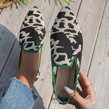 Dames Loafers met Puntige Neus - Luipaardprint & Gemengde Kl