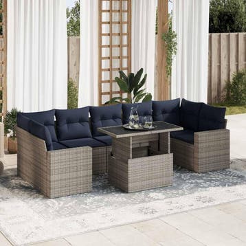 vidaXL 8-delige Loungeset met kussens poly rattan acacia, Verzenden, Nieuw, Loungeset