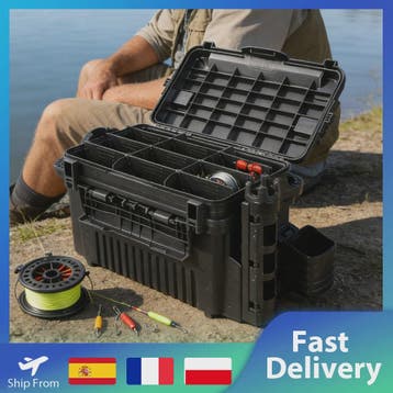 Waterdichte Vis Tackle Box met Hengelhouder - 2 Lagen Opberg, Verzenden, Nieuw