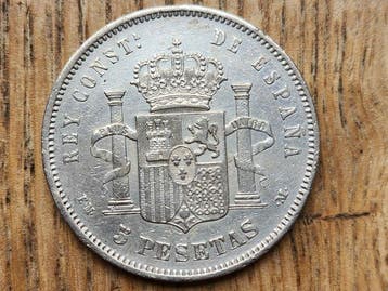 Spanje. Alfonso XII. 5 Pesetas 1878 *78 EMM (Zonder
