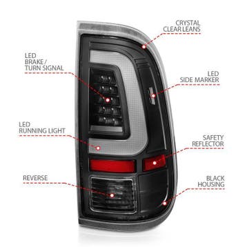 ANZO 2008-2016 Ford F-250 LED Taillights Black Housing Clear, Auto-onderdelen, Ophalen of Verzenden, Nieuw