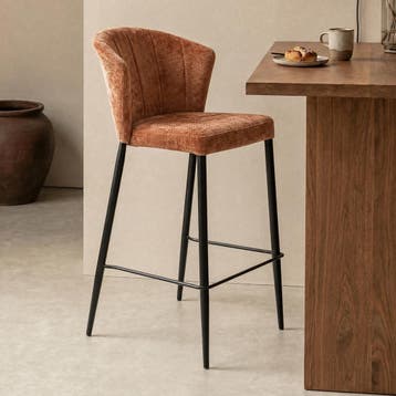 *WOONWINKEL* Dutchbone Georgia Terra Barkruk Vintage Velvet, Verzenden, Nieuw