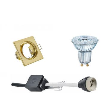 GU10 Inbouwspot Set - Mat Goud - Inbouw Vierkant - Dimbaar -, Huis en Inrichting, Lampen | Spots, Metaal of Aluminium, Nieuw, Ophalen of Verzenden