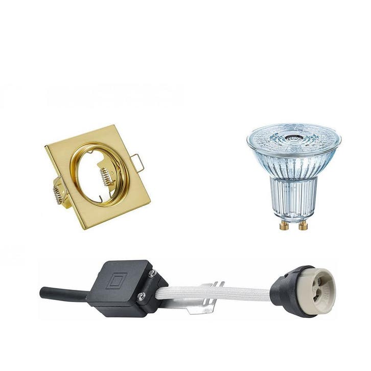 GU10 Inbouwspot Set - Mat Goud - Inbouw Vierkant - Dimbaar -, Huis en Inrichting, Lampen | Spots, Plafondspot of Wandspot, Nieuw
